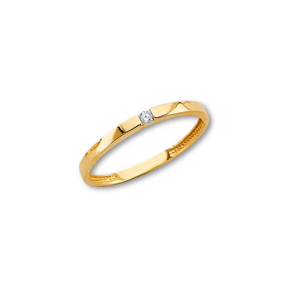 14K Gold CZ Stackable Ring | Dainty Yellow Gold Band By Tehrani Jewelry